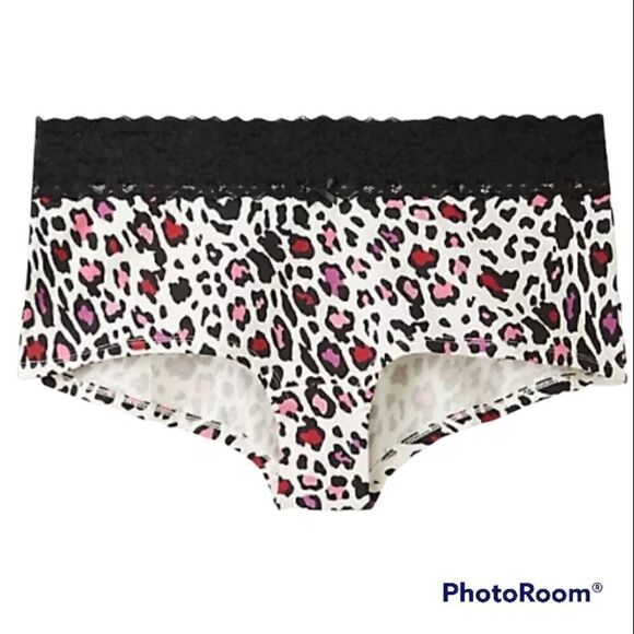 3X 22W 24W Torrid Boyshort White Cotton Panty Pink Leopard Black Lace Mid Rise - Picture 1 of 5
